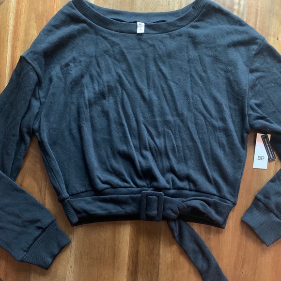 NWT BP Black Belted Fleece Sweatshirt - Picture 1 of 5
